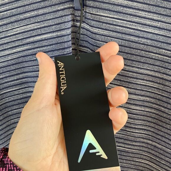 Antigua Men’s Capacity 1/4 Zip Striped Pullover Long Sleeve Shirt - Picture 6 of 6